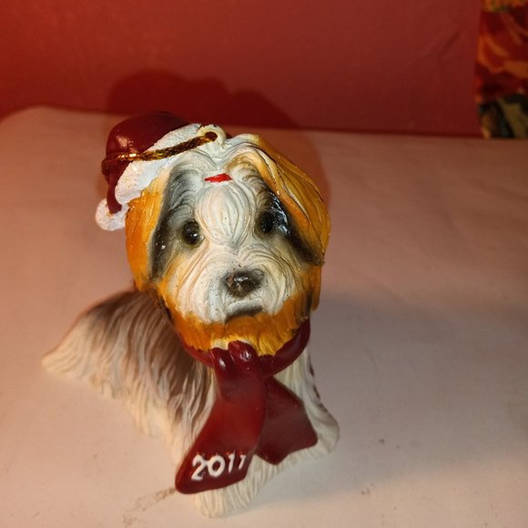 CHRISTMAS COLORFUL DOG PET CERAMIC ORNAMENT - Picture 1 of 9